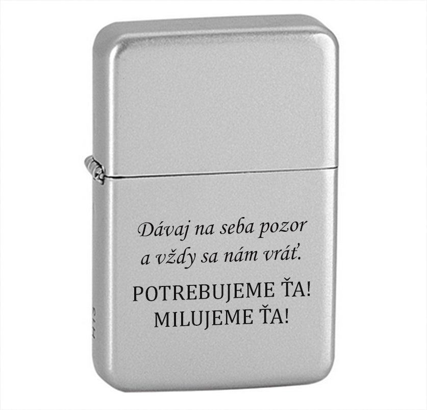 Benzínový zapaľovač ZAP041- Dávaj na seba pozor