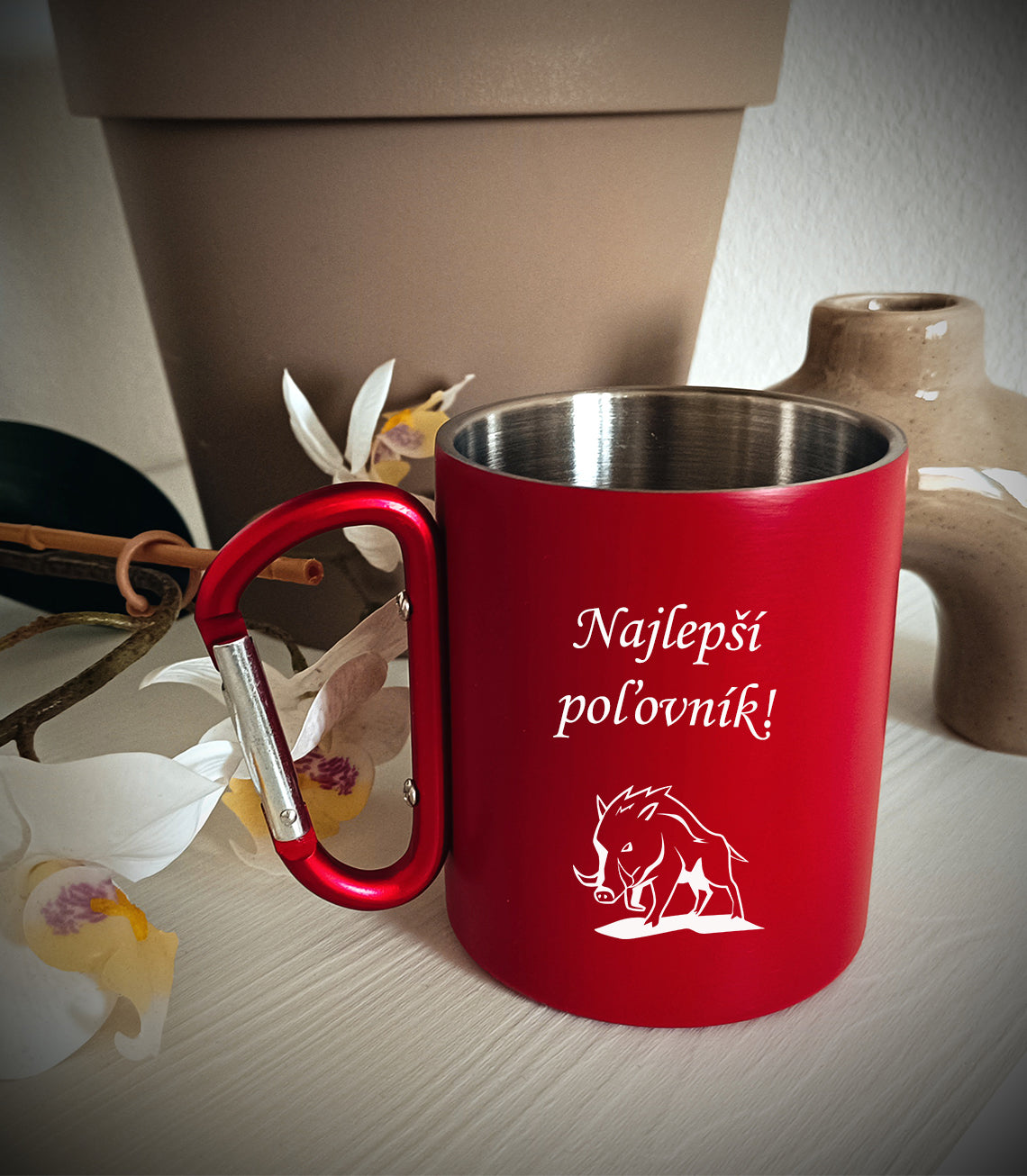 Nerezový hrnček S011-Najlepší poľovník