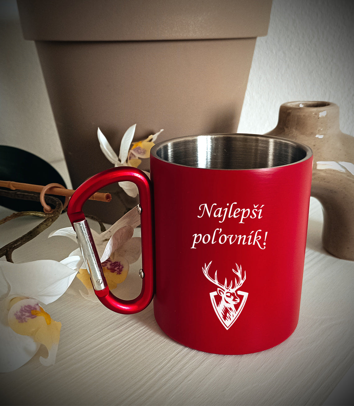 Nerezový hrnček S011-Najlepší poľovník