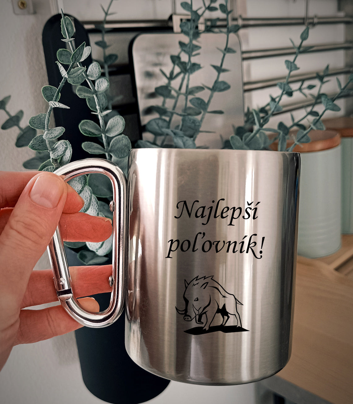 Nerezový hrnček S011-Najlepší poľovník