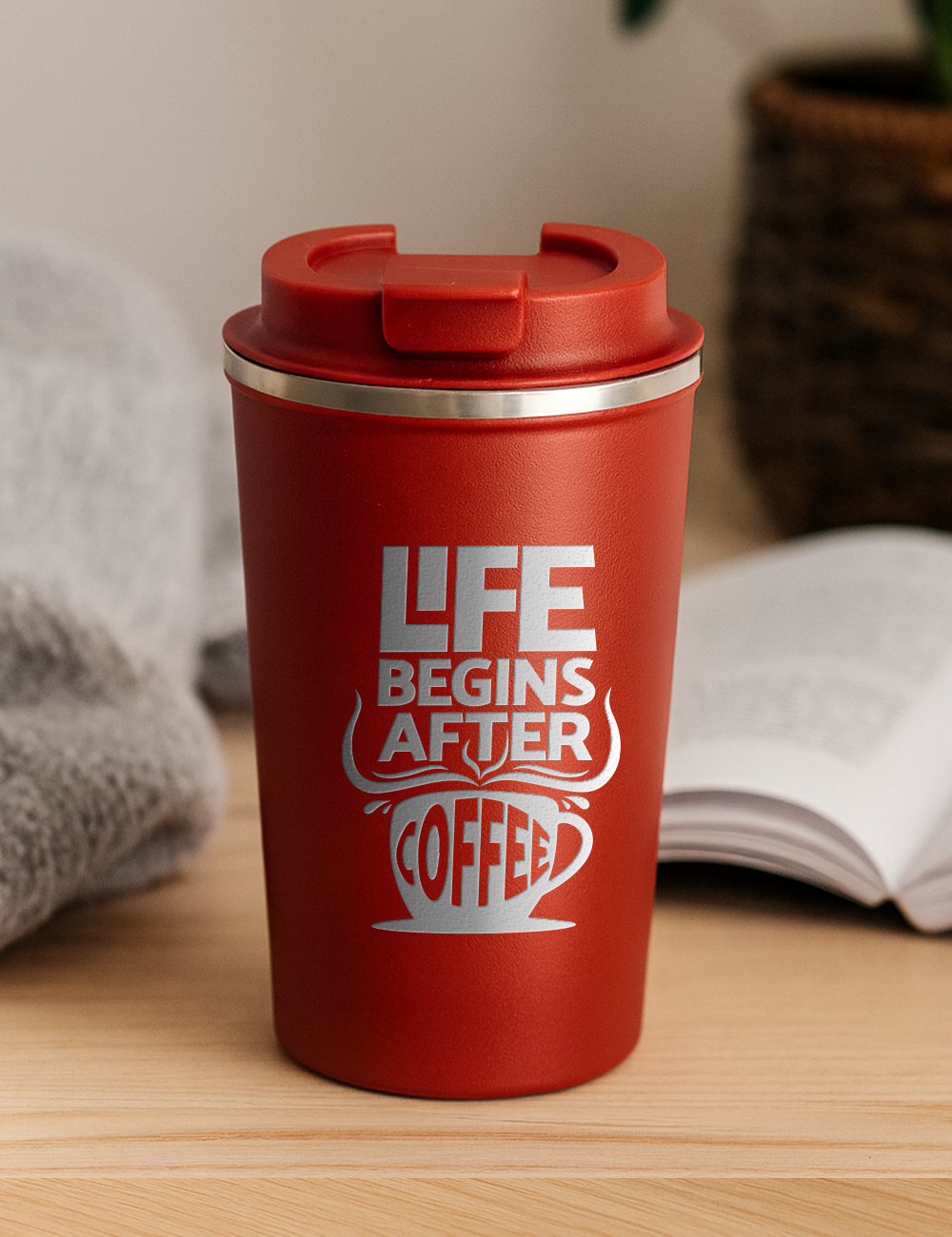 Nerezový termohrnček S012- Life begins after coffee