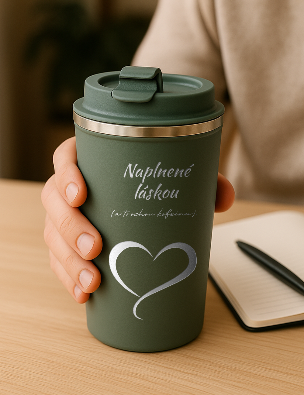 Nerezový termohrnček S012- Naplnené láskou(a trochou kofeínu)