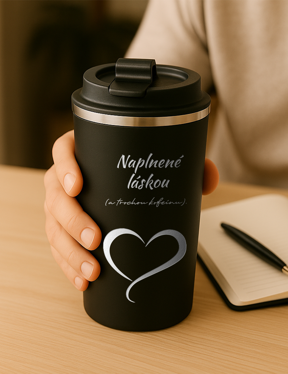 Nerezový termohrnček S012- Naplnené láskou(a trochou kofeínu)