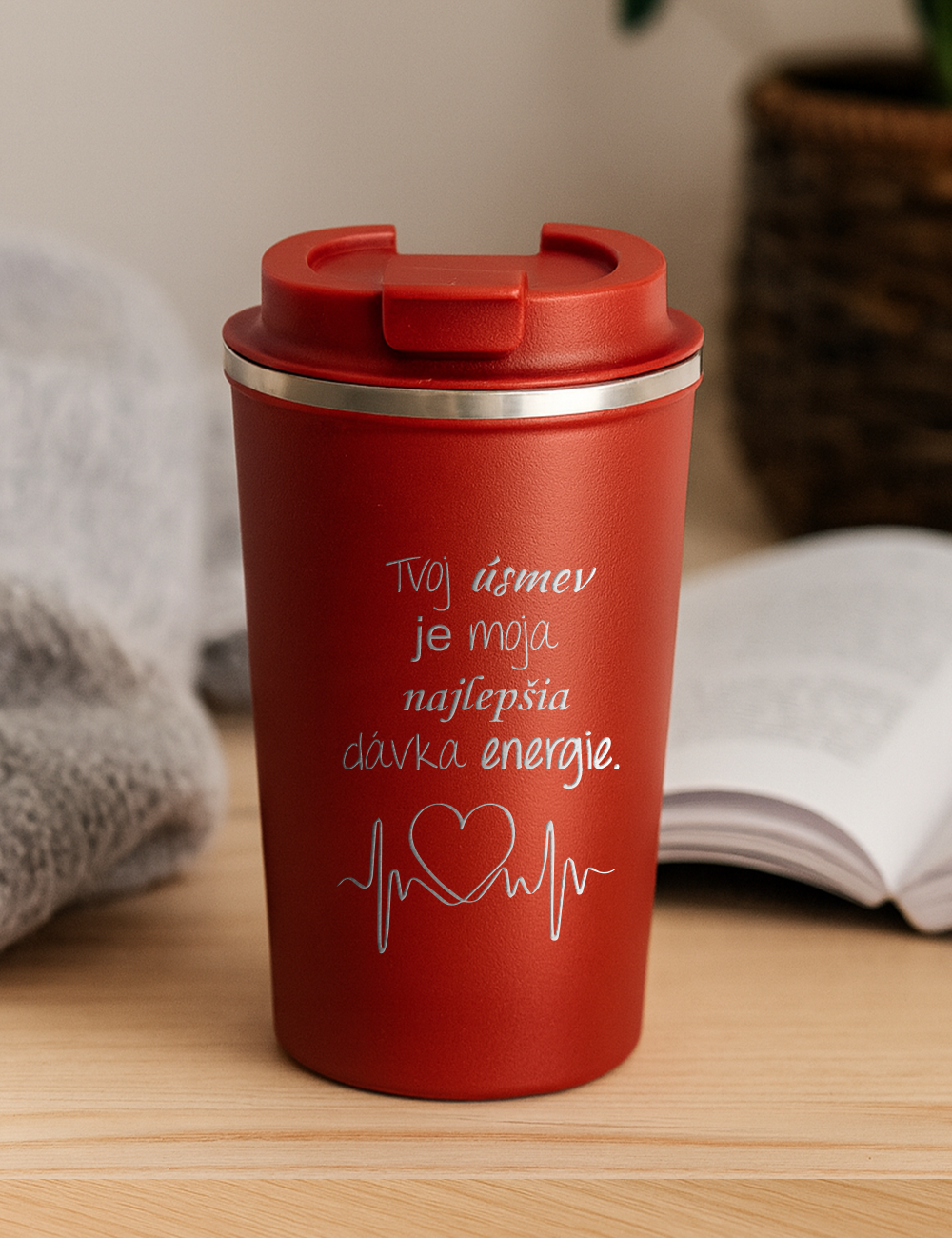 Nerezový termohrnček S012- Tvoj úsmev je pre mňa najlepšia dávka energie